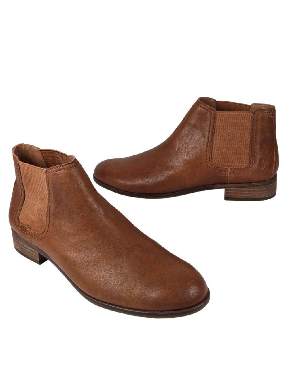 Frye Mallory Leather Chelsea Ankle Boots Cognac Size 8M